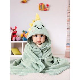 Resim Bebek Karikatür Hayvan Kapüşonlu Bornoz, %100 Polyester Örgü Kumaş, İşlemeli Detay, Normal Kalıp, Tüm Mevsim Konforu, Banyoda, Plajda ve Uyku Giysisi İçin Emici ve Esnek 