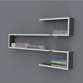 Resim Kenzlife kitaplık nevres 060*100*20 gri duvar rafı 