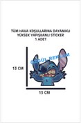 Resim ÖZGÜL REKLAM Cama Yapışmış Stitch Sticker 1 ADET 13x13 Cm Su Geçirmez Hq Araba Laptop Motor Kask Sticker 