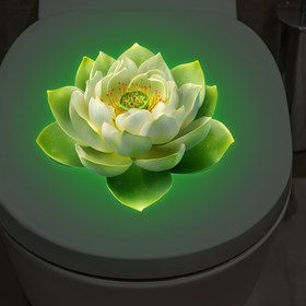 Resim 1 Adet Fanfu Tuvalet Kapağı Dekorasyon Sticker - Parlayan Yeşil Lotus Banyo Süsü, Kendinden Yapışkanlı PVC Tuvalet Kapağı Kaplaması, Spa Tarzı Banyo Yenileme (1 Adet), Tuvalet Çıkartmaları, Fantazi Temalı, Yarı Mat Yüzey, Ev Dekorasyonu 