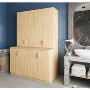 Resim Maven Çamaşır Ve Kurutma Makinesi Dolabı Banyo Dolabı Meşe Meşe 