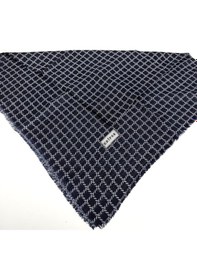 Resim Eripek Desenli Flamalı Keten Eşarp- 06112 Lacivert-Beyaz 