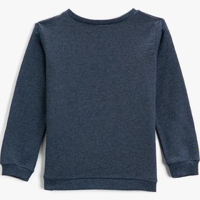 Resim Erkek Bebek Yazılı Baskılı Bisiklet Yaka Sweatshirt 