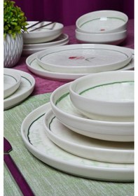 Resim Heda Porselen Ebrusu 18 Parça 6 Kişilik Porselen Yemek Takımı 