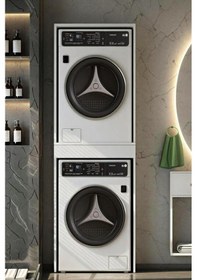 Resim Çamaşır Sepeti Çekmeceli Çamaşır Ve Kurutma Makinesi Banyo Dolabı Antrasit 
