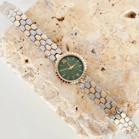 Resim Vesce Atelier Petek Gold Gümüş Saat Yeşil 