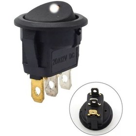 Resim Ic-132A Yuvarlak Nokta Işıklı Beyaz Anahtar On-Off 3P 12V 20A 100 Adet 
