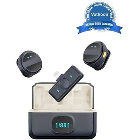 Resim Vtn-005 2 Adet Profesyonel Kablosuz Yaka Mikrofonu Lighting Uyumlu Manyetik Klipsli 