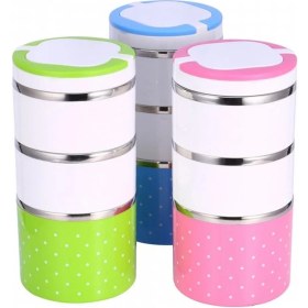 Resim Yemek Termosu 3lü Tutacaklı Sefer Tası - Hiper 3 Katlı Yemek Termos 