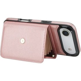 Resim Globalbloom Rose Gold Klt Çapraz Askılı Akordeon Kartlık + Uzun Ve Kısa Kayışlar iPhone Uyumlu 16 Pro Max Kılıf 