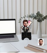 Resim Bk Gift Kişiye Özel Erkek Doğum Günü Karikatürlü Ahşap Biblo Telefon Standı-3 