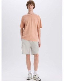 Resim DeFacto Regular Fit Beli Bağcıklı Kargo Cepli Şort D9494AX25SMGR503 