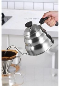 Resim Morponi Barista Kettle 1200 Mı 3. Nesil Kahve Filtre Kahve Demleme İbriği Drip Kettle Gümüş 