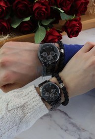 Resim Northwatch Siyah Detaylı Siyah Kordon (2 Adet) Sevgili Kol Saati & Bileklik Hediyeli 