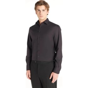 Resim Ted Baker Slim Fit Klasik Yaka Düz Siyah Erkek Gömlek TBMRSH1008 