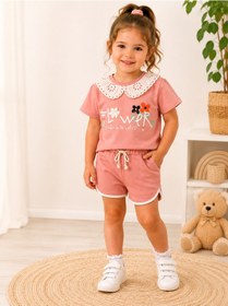 Resim Tucankids Kız Çocuk Pembe Yakalı Baskılı İkili Takım 
