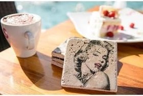 Resim Oscar Stone Decor Doğaltaş Baskılı Bardak Altlığı Mavi Desen 10 Cm X 10 Cm - Stone Coaster Dsn79-4 