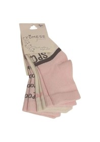 Resim Adisia Kız Bebek Pembe Beyaz Asorti Yazı Detaylı Pamuklu Mevsimlik 3'lü Set Soket Çorap KARIŞIK RENK 