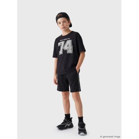 Resim LC Waikiki Lcw Kids Siyah Bisiklet Yaka Baskılı Erkek Çocuk Tişört ve Şort 