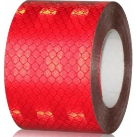 Resim Nzb Kırmızı Reflektörlü Fosforlu Şerit Bant Ikaz Bandı 10 cm (1 Metre) 