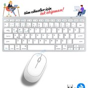 Resim EN SİGA Bluetooth Kablosuz Bağlantılı Taşınabilir Pilli Tablet iPad PC Tablet Bilgisayar Klavye Mouse Set 
