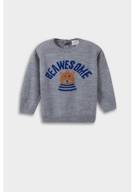 Resim Defacto Erkek Bebek Bisiklet Yaka Ayı Baskılı Kazak F2584a525augr396 Gri 