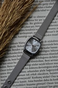 Resim LOOKUP NEW Dennis Unisex Erkek Gümüş Çelik Kordonlu Minimal Vintage Yeni Sezon Kol Saati 