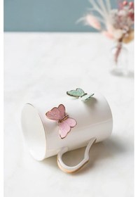 Resim Porselen Kupa Yaldızlı Kelebek Figürlü Kupa 