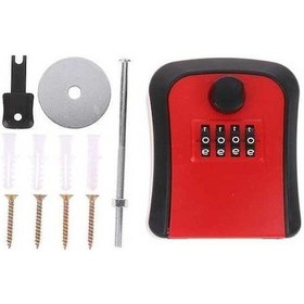 Resim Pazly Kırmızı Akıllı Kod Şifre Anahtar Kilit Kutusu Saklama Anahtarı Duvara Monte Anahtar Kasası 8.5 X 5 X 10.5cm / 3.35 X 1.97 X 4.13 İnç 