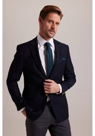 Resim Erkek Lacivert Regular Fit Yünlü Blazer Ceket 001 