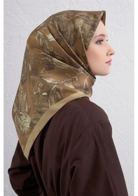 Resim Armine Çiçek Desenli Twill İpek Eşarp -2025/2026 -9409d Hardal 