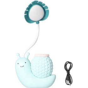 Resim Çocuklar Ve Öğrenciler İçin Kalem Tutucu Usb Şarjlı Sevimli Çok Amaçlı Mavi Led Masa Lambası 