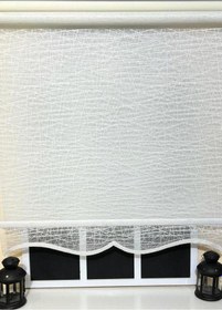 Resim Çift Mekanizmalı Kirli Beyaz Tül Perde Ve Ekru Stor Perde Stb-100 