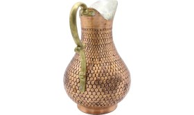 Resim Copperdone El Dövmesi Petek Desenli Eskitme Bakır Sürahi Antik Bakır Renk 