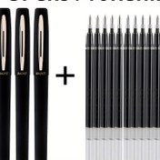 Resim 3 adet Nötr Kalem +10 adet Yedek 1.0Mm 0.7Mm 0.5Mm Siyah Mavi Kırmızı Mürekkep Yüksek Kapasiteli Mat İmza Boyama Sanat Tasarımı Öğrenci Kalemi Sınav İş 