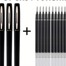 Resim 3 adet Nötr Kalem +10 adet Yedek 1.0Mm 0.7Mm 0.5Mm Siyah Mavi Kırmızı Mürekkep Yüksek Kapasiteli Mat İmza Boyama Sanat Tasarımı Öğrenci Kalemi Sınav İş 