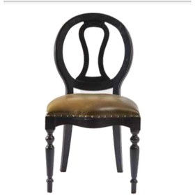 Resim Bengimobilya Sandalye Zus004 Klasik Model Bej Suni Deri Kumaş Parlak Siyah Ren 