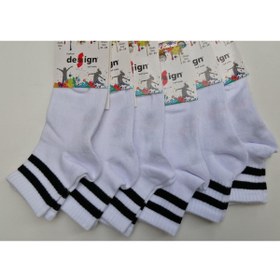 Resim Design Socks Unisex Çocuk Beyaz Çizgili Patik Çorabı 