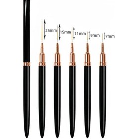 Resim Yıkoolın 5 Adet Profesyonel Tırnak Sanat Astar Fırça Seti Uzatılmış Çizgiler Çizim Uv Jel Boyama Tırnak Tasarım Kalem Manikür Aracı Black 