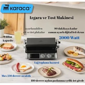 Resim Karaca Compact Steel Sear And Grill Inox 2008 Izgara ve Tost Makinesi 