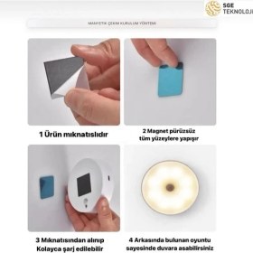 Resim Sge Teknoloji Hareket Sensörlü USB Şarjlı Led Armatür Lamba 
