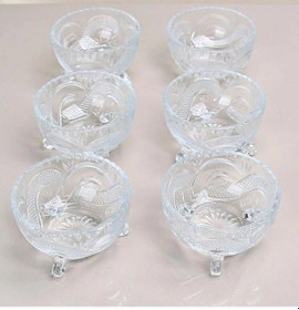 Resim 6'lı Kristal Lüx Ayaklı Cam Çerezlik Şekerlik Sunumluk Kase 