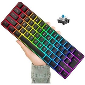 Resim Blue Switch Mini Rgb Oyun Klavyesi Gaming Mekanik 62 Tuşlu 18 Rgb Led Usb Type-c Kablo 