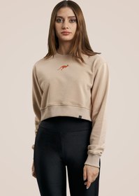 Resim MBEY1989 Mbey Minimal Kanguru Nakışlı Krem Crop 