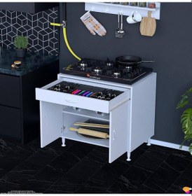 Resim Modilayn Qplas Xxxl Set Ocak Altı Dolap 80x88x48 Cm Çekmeceli, Kapaklı 2 Göz Raf Bölmeli Beyaz 