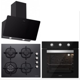 Resim Silverline Siyah Cam Ankastre Set 