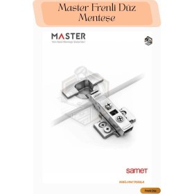 Resim Master Frenli Düz Dolap Kapak Menteşesi (Pistonlu Düz Tas) Menteşe - Mobilya Menteşeleri Tekli Dolap 