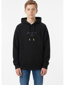 Resim Kapşonlu Baskılı Erkek Çocuk Sweatshirt-90869 Siyah 