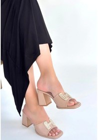 Resim Biçomi Caren Bej Cilt Topuklu Terlik Çok Renkli 