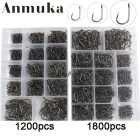 Resim 1200 adet/1800 adet, Dikenli Olta Takımı, 3#-16# Boyutlarında, Bir Kutuda Paketlenmiş, Olta Kanca Kombinasyonu 
